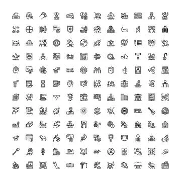 Diverse line icon design elements collection on white イラスト素材