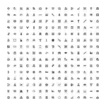 Diverse line icon set for graphic design Stock Illustration