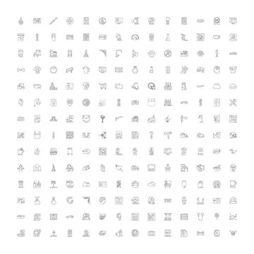 Diverse line icons collection vector illustrations set Illustrazione stock