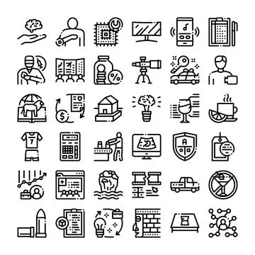 Diverse line icons collection for web applications 스톡 일러스트