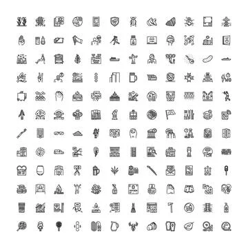 Diverse line icons collection for web and mobile design Stock Illustration