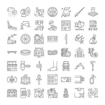Diverse line icons collection for web and mobile design Stock Illustration