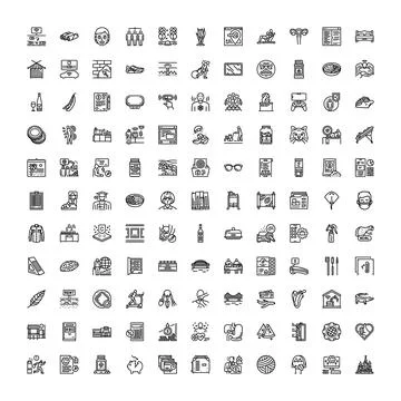 Diverse line icons collection for web and mobile Stock Illustration