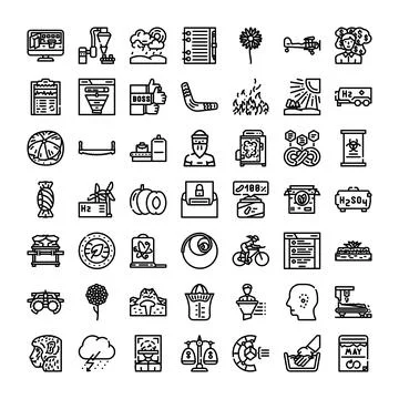 Diverse line icons creating abstract concept collection Illustrazione stock