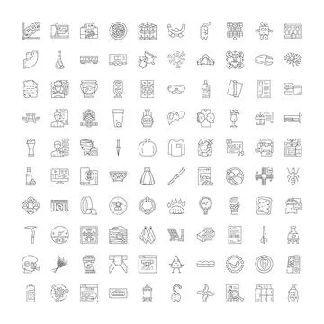 Diverse line icons creating multiple abstract symbols 스톡 일러스트