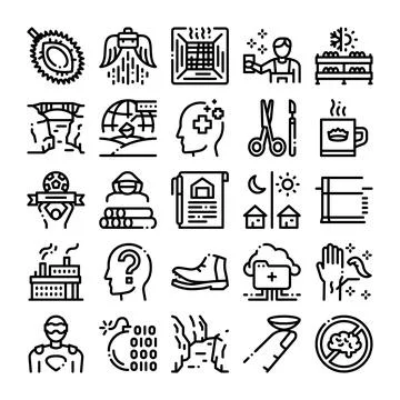 Diverse line icons representing various services and concepts Illustrazione stock