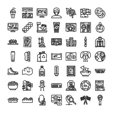 Diverse line icons representing various objects and concepts 스톡 일러스트
