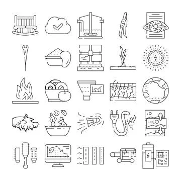 Diverse line icons representing various industries and concepts イラスト素材