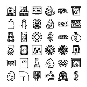 Diverse line icons representing various business and daily life objects 스톡 일러스트