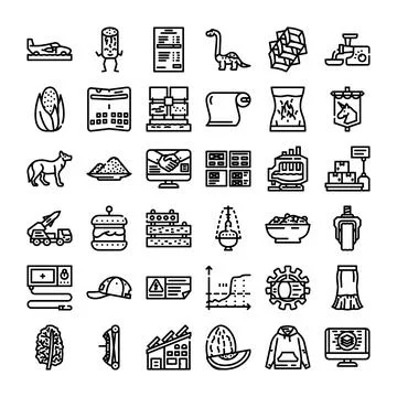 Diverse line icons representing various objects and concepts Stock Illustration
