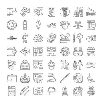 Diverse line icons representing various sport science industry concepts 스톡 일러스트