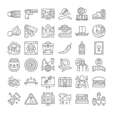 Diverse line icons representing various concepts and objects イラスト素材
