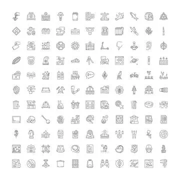 Diverse line icons representing various categories and concepts Stockillustratie