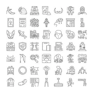 Diverse line icons representing various concepts and objects 스톡 일러스트