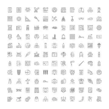 Diverse line icons representing various business technology and science con.. 스톡 일러스트
