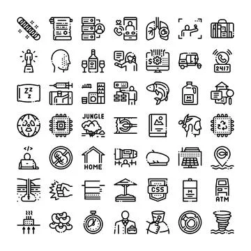 Diverse line icons set exploring modern concepts イラスト素材