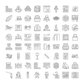 Diverse line icons set exploring various business and technology concepts イラスト素材