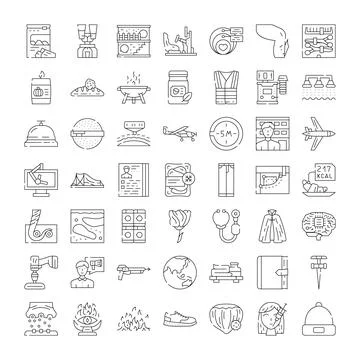 Diverse linear icon collection illustrating various modern concepts Stockillustratie
