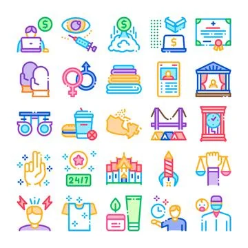 Diverse linear icon set for business concepts Stock Illustration