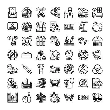 Diverse linear icon set exploring concepts of modern life 스톡 일러스트