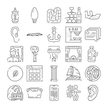 Diverse linear icon set exploring various web concepts Stock Illustration