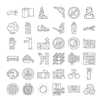 Diverse linear icon set on white background Stockillustratie