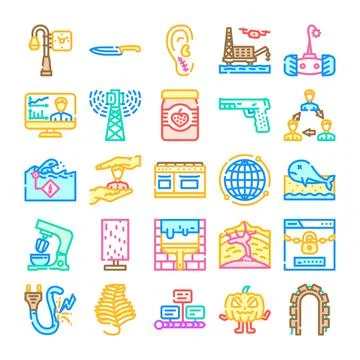 Diverse linear icons collection concept for design and applications Stock Illustration