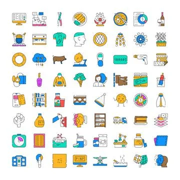 Diverse linear icons collection presenting various concepts and objects Stockillustratie