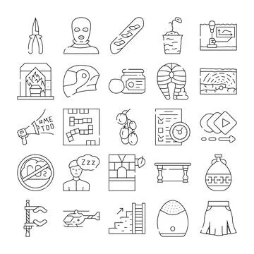 Diverse linear icons collection representing various concepts Stock Illustration