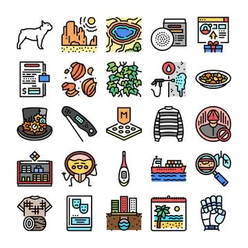 Diverse linear icons collection representing various concepts 스톡 일러스트