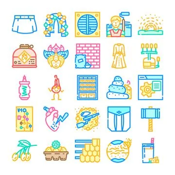Diverse linear icons collection vector elements pack Illustrazione stock