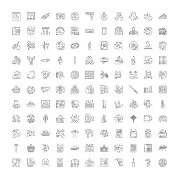Diverse linear icons collection of web and mobile ui elements Stock Illustration
