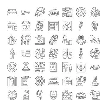 Diverse linear icons representing various everyday objects and concepts Ilustración de archivo
