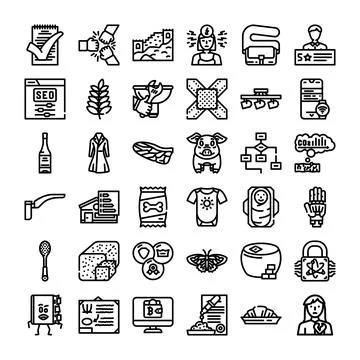 Diverse linear outline icon set illustrating various concepts イラスト素材