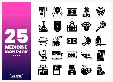Diverse medicine icons on a gradient background Illustrazione stock