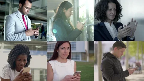 Diverse men and women using smartphones Stock Footage 123046830