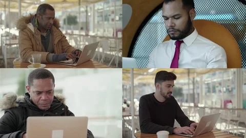 Diverse men using laptops 動画素材 120597393