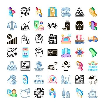 Diverse minimal icon set on white background Stockillustratie