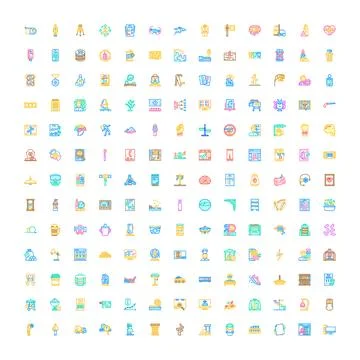 Diverse minimal line icons creating a grid pattern Stockillustratie