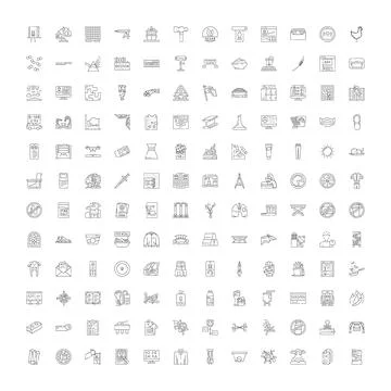Diverse minimal linear icon collection for web elements Stock Illustration