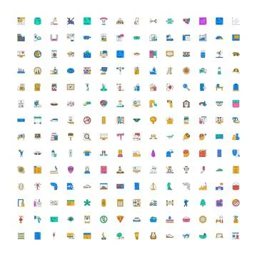 Diverse modern abstract vector icon set creating collection Illustrazione stock