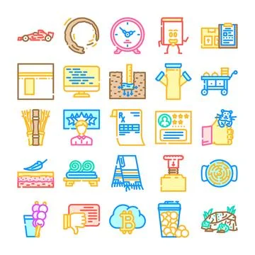 Diverse modern concepts collection with flat line icons 库存插图