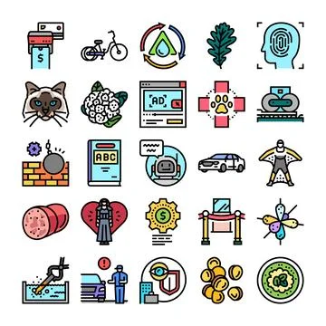 Diverse modern concepts collection, flat outline icons Stock Illustration