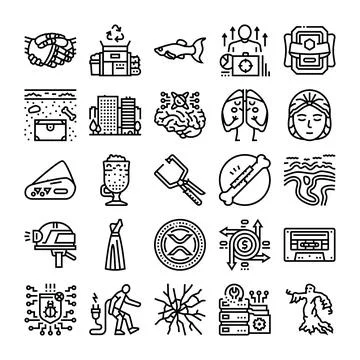 Diverse modern concepts collection, human brain technology Stock Illustration