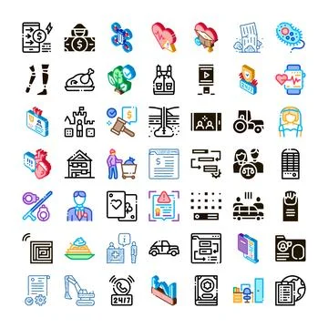 Diverse modern concepts collection isometric glyph icons Stock Illustration