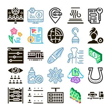 Diverse modern concepts icon set collecting glyph illustrations 库存插图