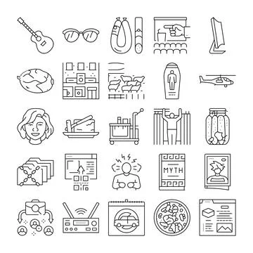 Diverse modern concepts linear icons set Illustrazione stock