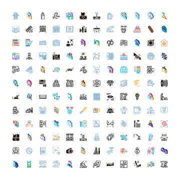Diverse modern icon set covering business medical technology Stockillustratie