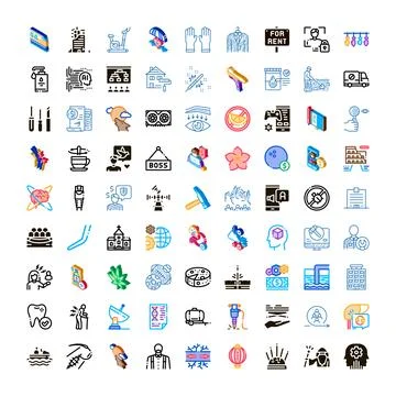 Diverse modern line pixel glyph icon collection Illustrazione stock