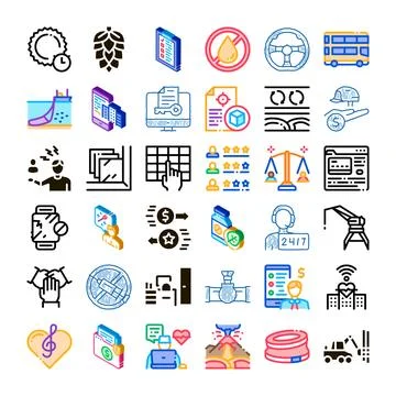 Diverse modern line pixel perfect icons collection Stockillustratie